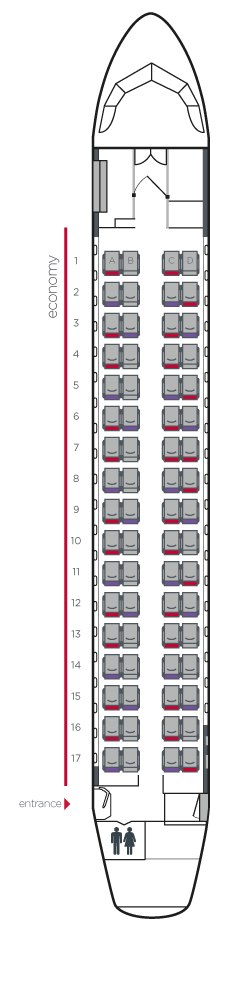 Atr 72 схема мест в самолете