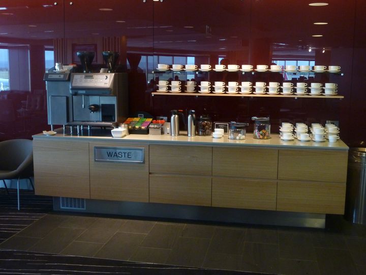 Qantas' coffee machine was broken when we came through the lounge on their first return service from Perth.