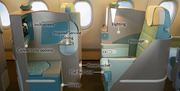 Small gangways for window passengers ahead and behind this aisle seat mean that there's no clambering to get out during the night -- a real benefit ot this layout.