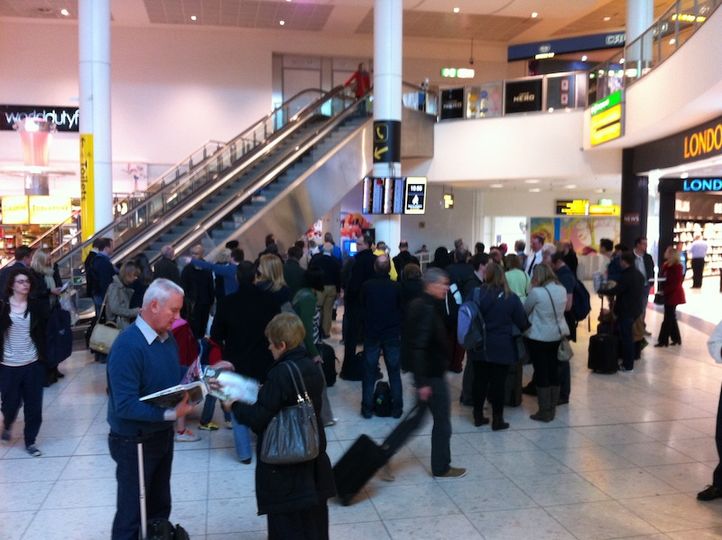You too can enter the new 2012 Olympics event: the Rolling Luggage Crowd Slalom.