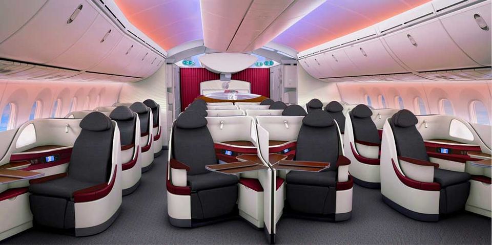 The business class cabin inside Qatar's new Boeing 787 is a real trend-setter