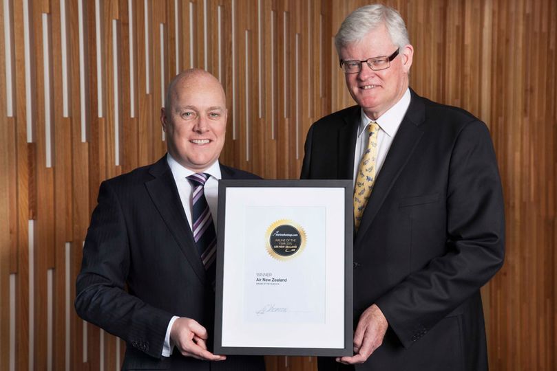 AirNZ CEO Chris Luxon with AirlineRatings editor-in-chief Geoffrey Thomas