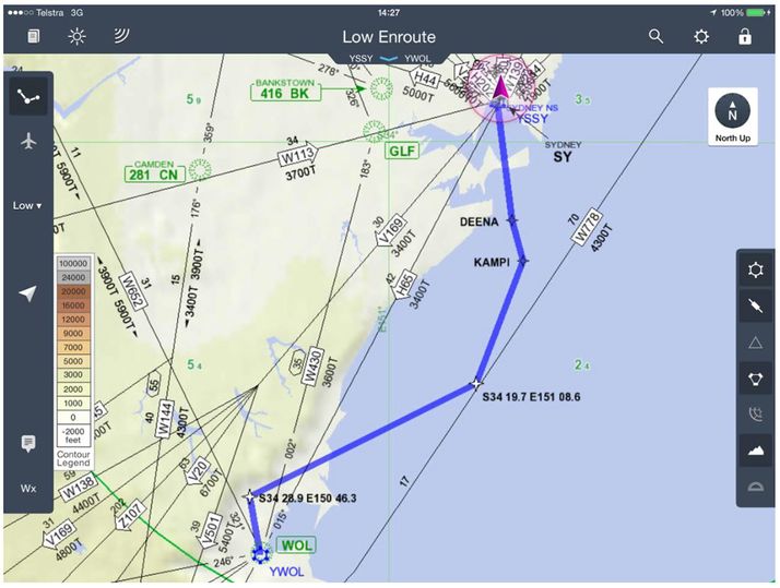 The flight plan for VH-OJA's final journey