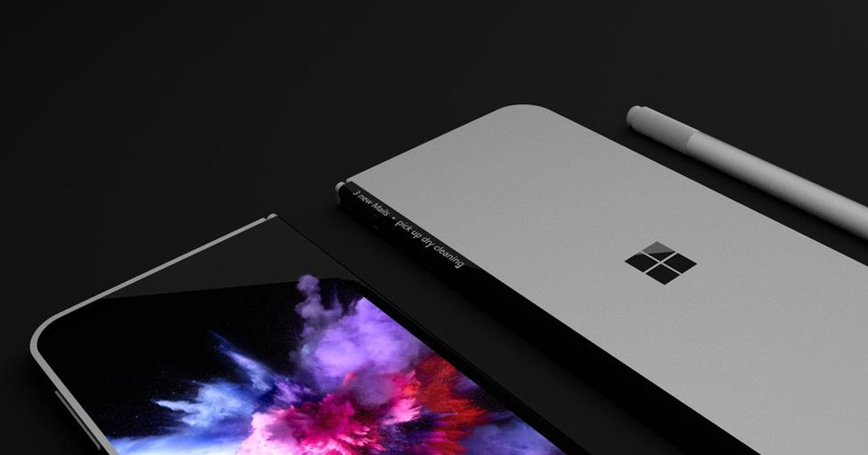 A mock-up of Microsoft's 'Andromeda' Surface device by designer David Beyer