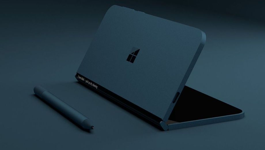 A mock-up of Microsoft's 'Andromeda' Surface device by designer David Beyer