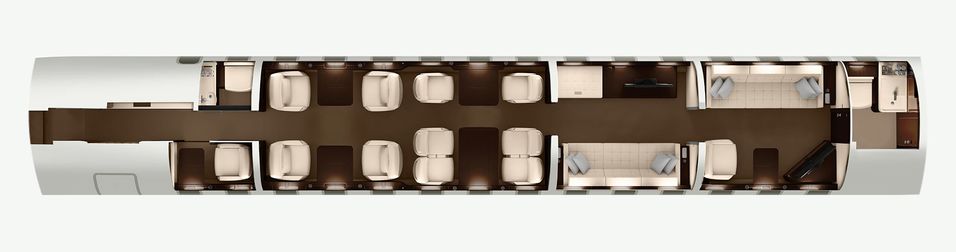 Default floor plan for the Bombardier Global 7500