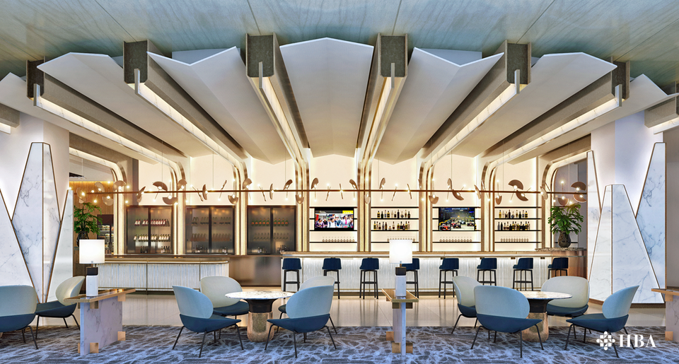The bar at Singapore Airlines' new Changi T3 Business Class Lounge.