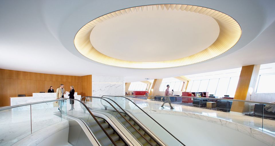 The grand entrance to Qantas' Sydney first class lounge.