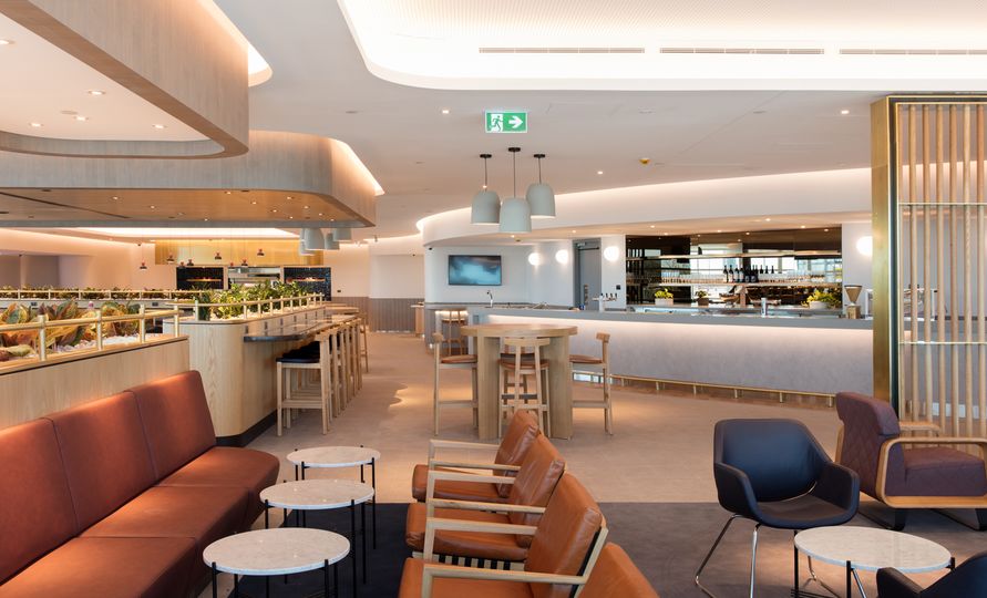 Qantas' Brisbane lounges reflect their location with an airy feel and local materials.