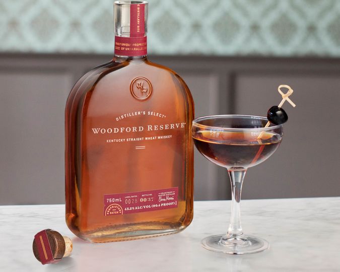 Using Woodford Reserve Wheat as the base in a Manhattan would “mellow out” some of the harsher notes of a bourbon or rye, says Sweet Liberty’s Wicker.