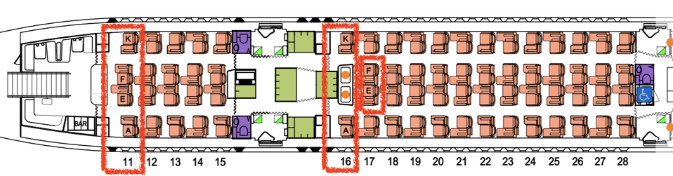 These eight seats on Qantas' refurbished Airbus A380 offer maximum room for your feet.