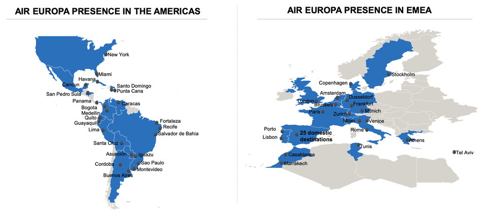 Air Europa flies to 69 destinations across Europe and the Americas.