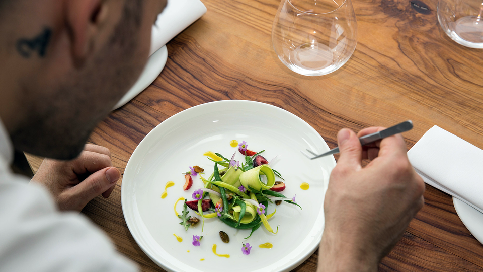 Mauro Colagreco in his restaurant Mirazur in Menton.