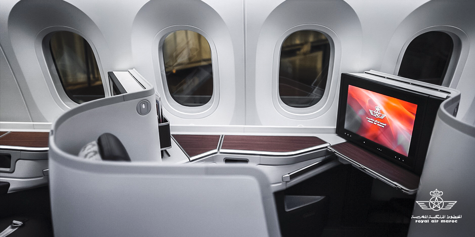 Royal Air Maroc's new Boeing 787-9 business class is based on the Rockwell Collins Super Diamond seat.. Image from Royal Air Maroc.