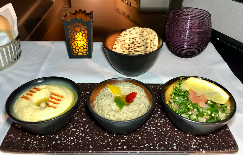 Qatar Airways' Arabic mezze.