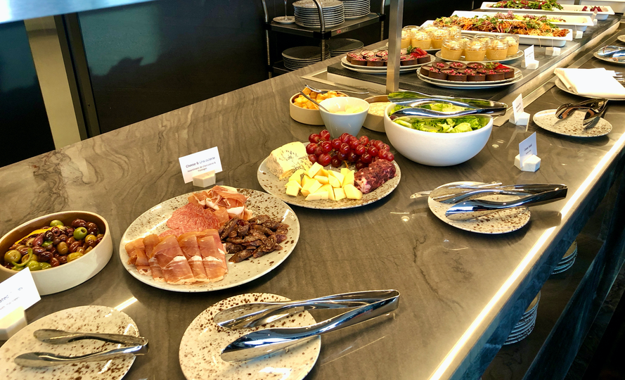 The self-serve buffet at Air Canada's Signature Suite Vancouver.