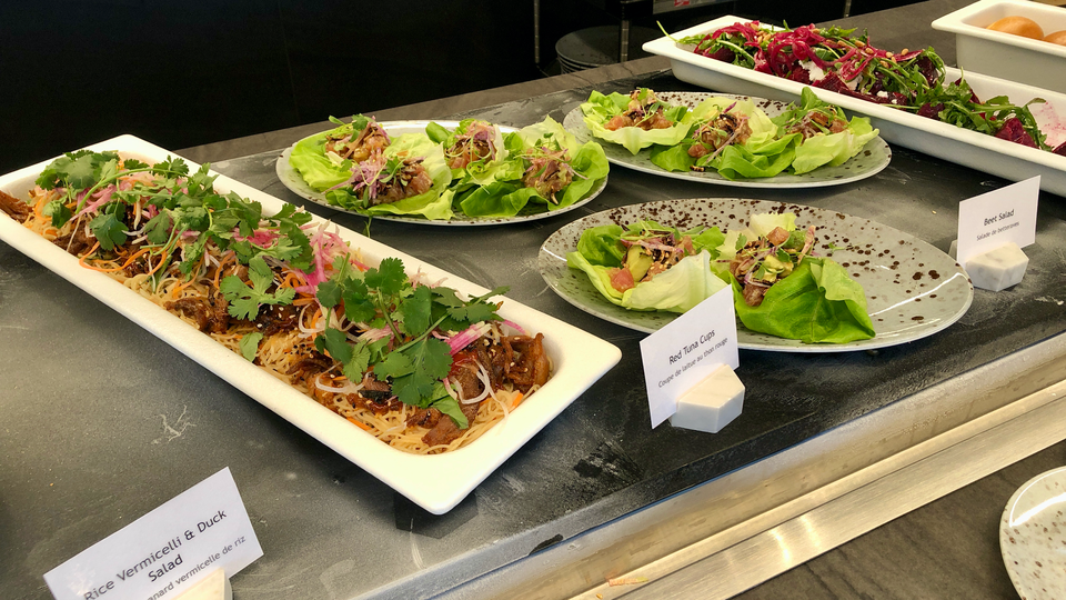 The self-serve buffet at Air Canada's Signature Suite Vancouver.