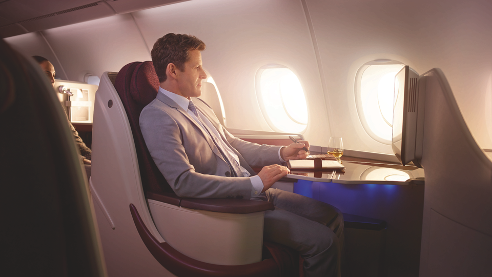 Qatar Airways' Airbus A380 business class.