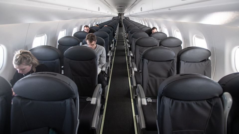 An almost-empty British Airways flight from Milan to London on March 5.