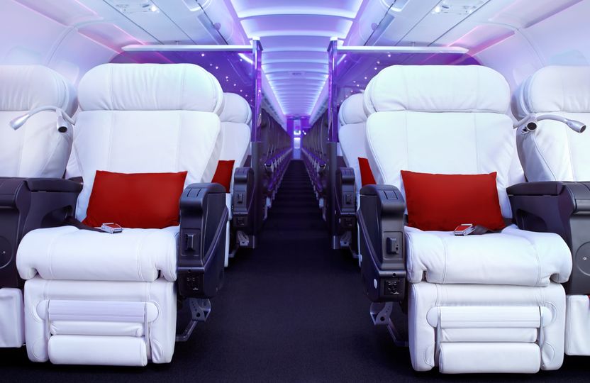 More than a dollop of Hollywood-inspired luxe in Virgin America's domestic first class seats and cabin.