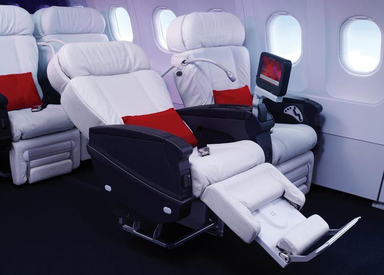 Virgin America's business class seat boasted a deep recline and an amazing legrest.