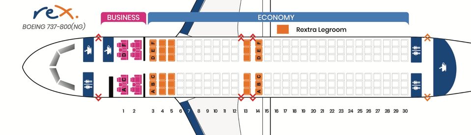 Rex's Boeing 737s include 'Rextra Legroom' seats, which Virgin used to call Economy X.