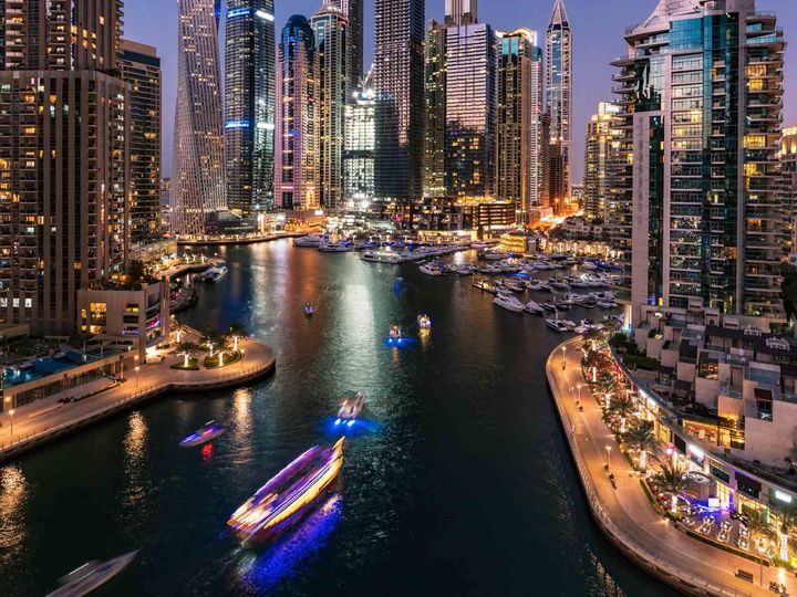 An aerial view of Sheikh Zayed Road in Dubai.