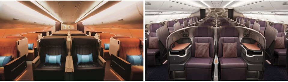 Superjumbo business class: Singapore Airlines product in 2007 and 2017 developed by JPA Design.