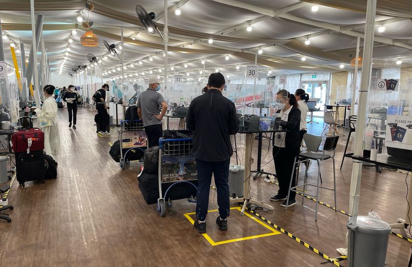 The on-arrival Covid PCR test at Singapore's Changi Airport.