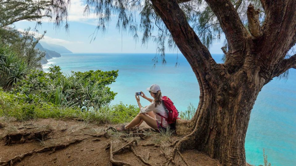 Hiking the Na Pali Coast on Kauai.