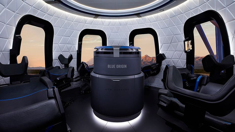 The Blue Origin capsule is designed with comfort and views in mind.