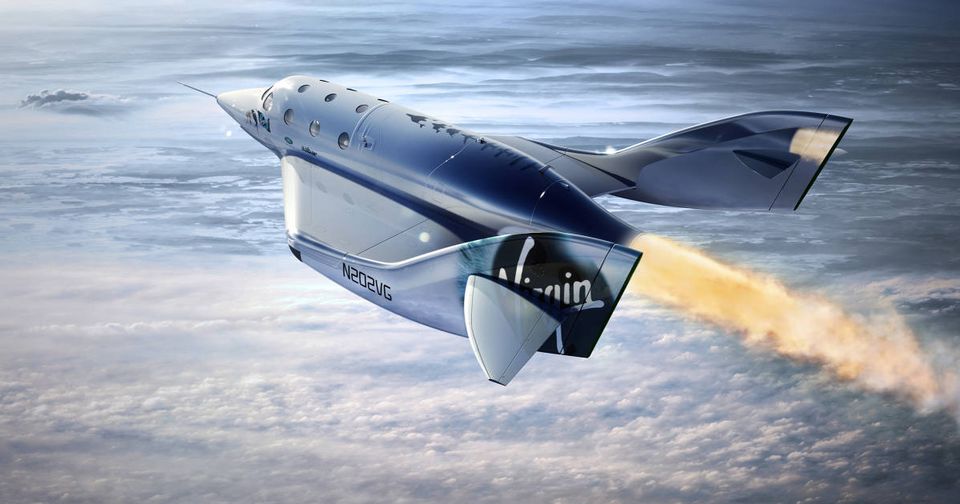 Up, up and away: the VSS Unity soars to the edge of space at Mach 3.