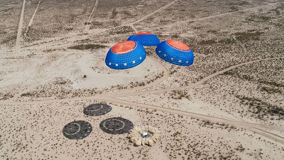 Touchdown: the New Shepard crew capsule makes a soft landing.
