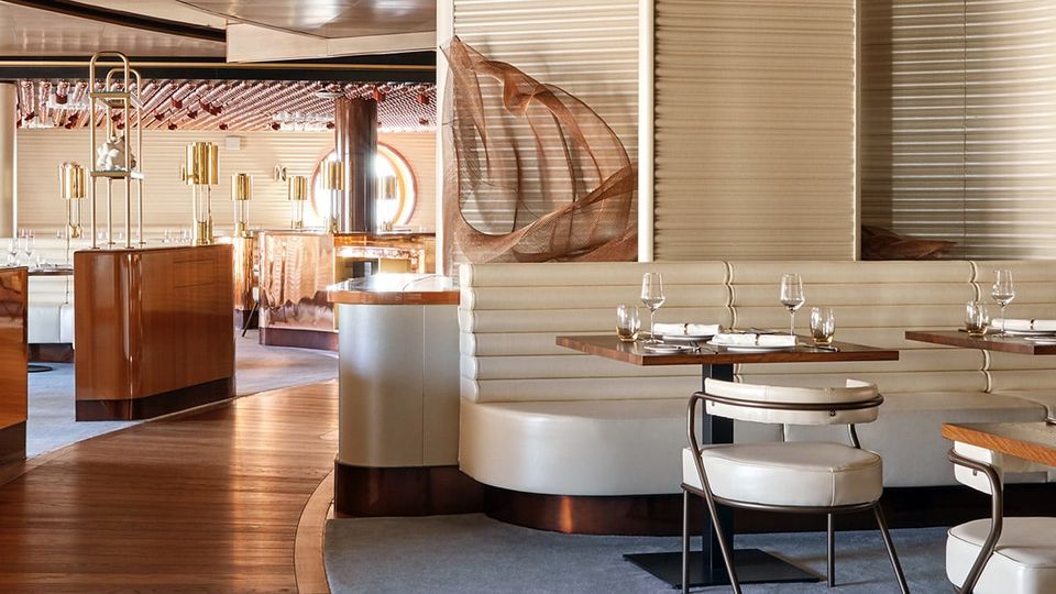 The Wake seafood and steak restaurant, designed by New York firm Roman and Williams.