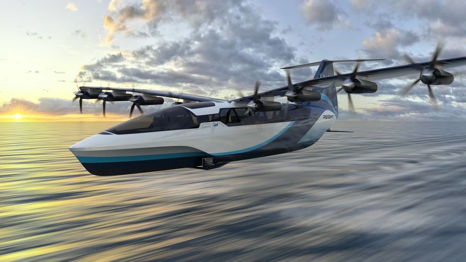 Regent's electric sea glider family will skip over the water just 10 metres above the surface.