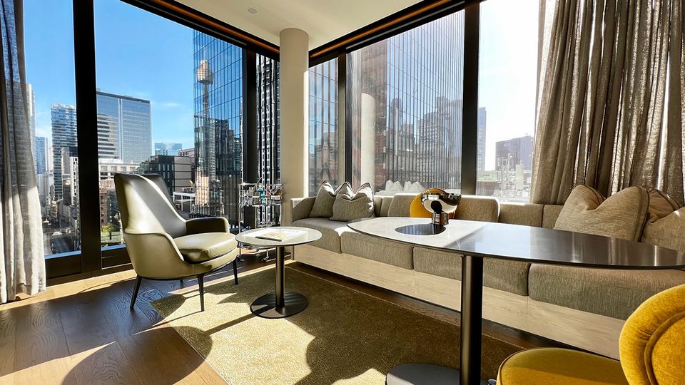 The One Bedroom Apartment - King provides a unique view of Sydney Tower.