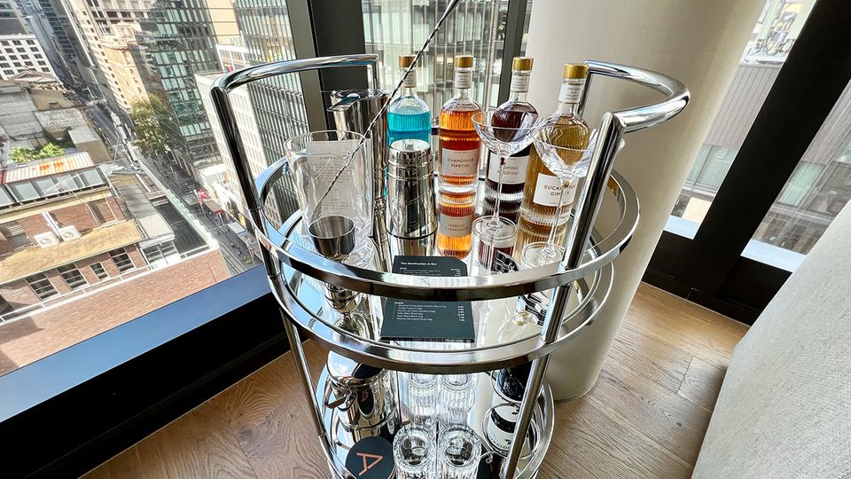 Treat yourself. The minibar is fully stocked with cocktails, or you can order room service.