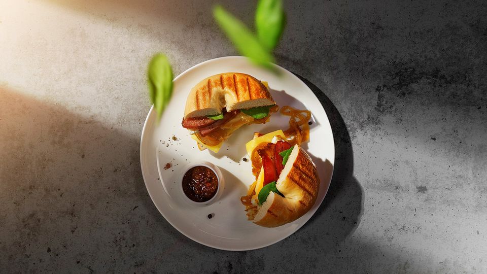 The breakfast bagel is sure to be a big hit on non-stop flights from New York.