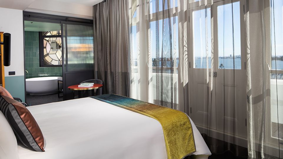 The light-filled Clock Suite enjoys stunning views to the waterfront and beyond.