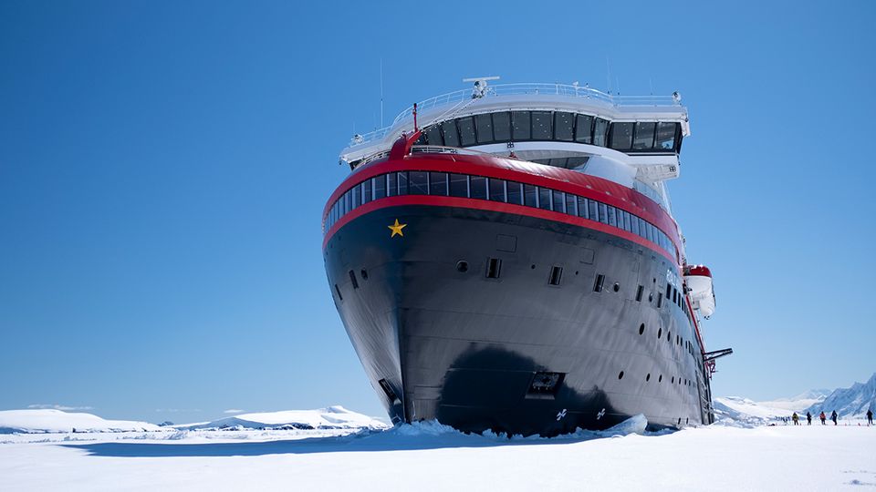 Landing on the ice in Antarctica.