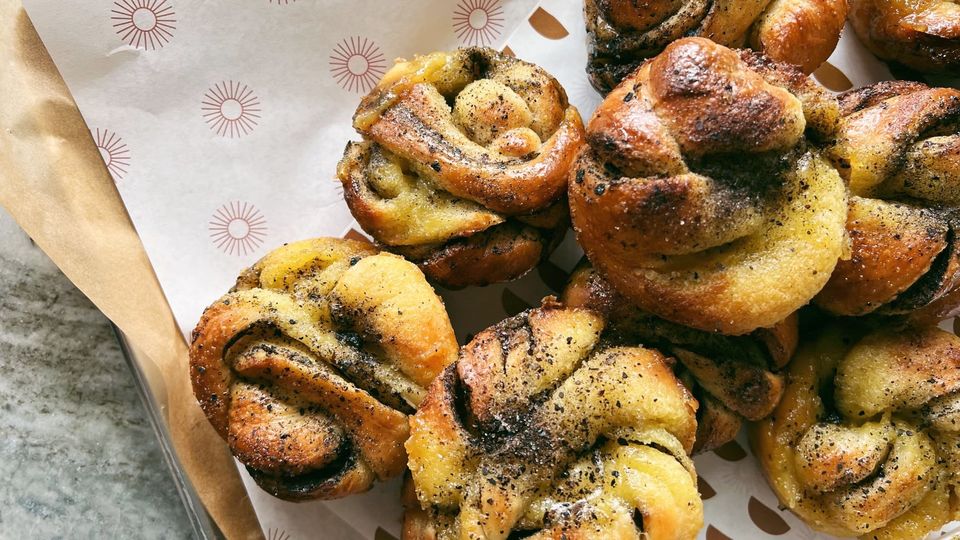 Black lime and lemon curd babka.