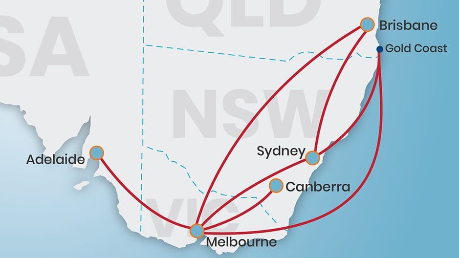 Here is where Rex flies its Boeing 737s with business class, as of October 2022.