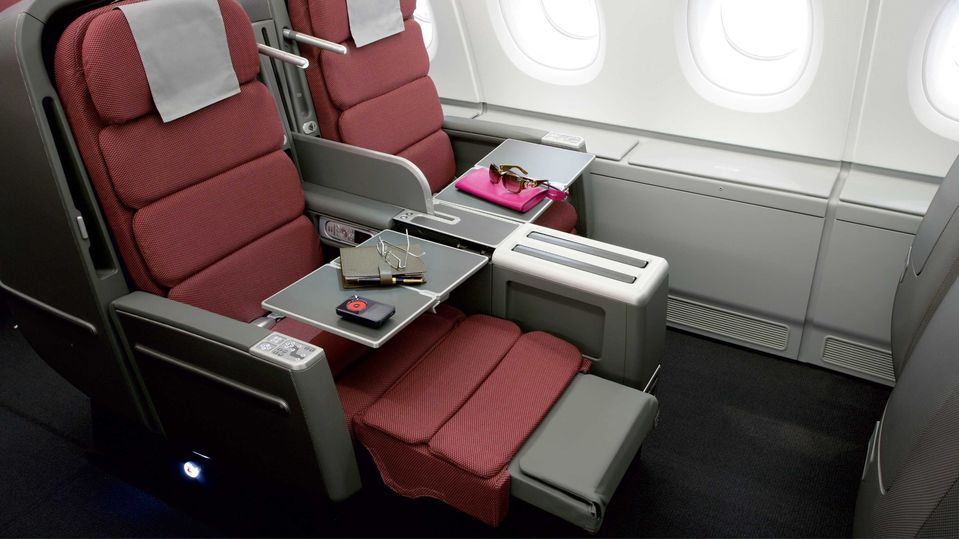 The original Qantas A380 business class is a blast from the past.