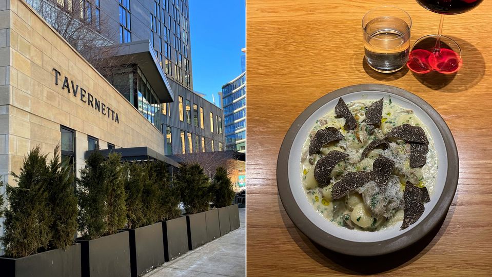 Mushroom gnocchi with black truffles at Tavernetta.