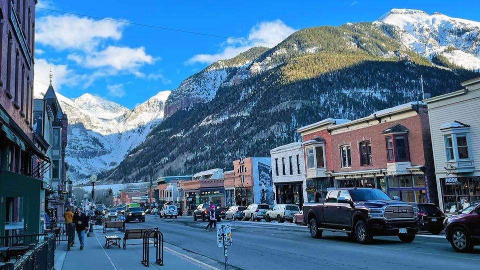 Telluride is a quintessential American heritage town, framed by rugged mountains.