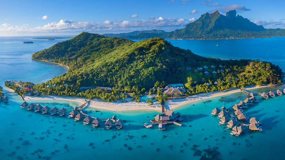 An aerial view of Conrad Bora Bora Nui.