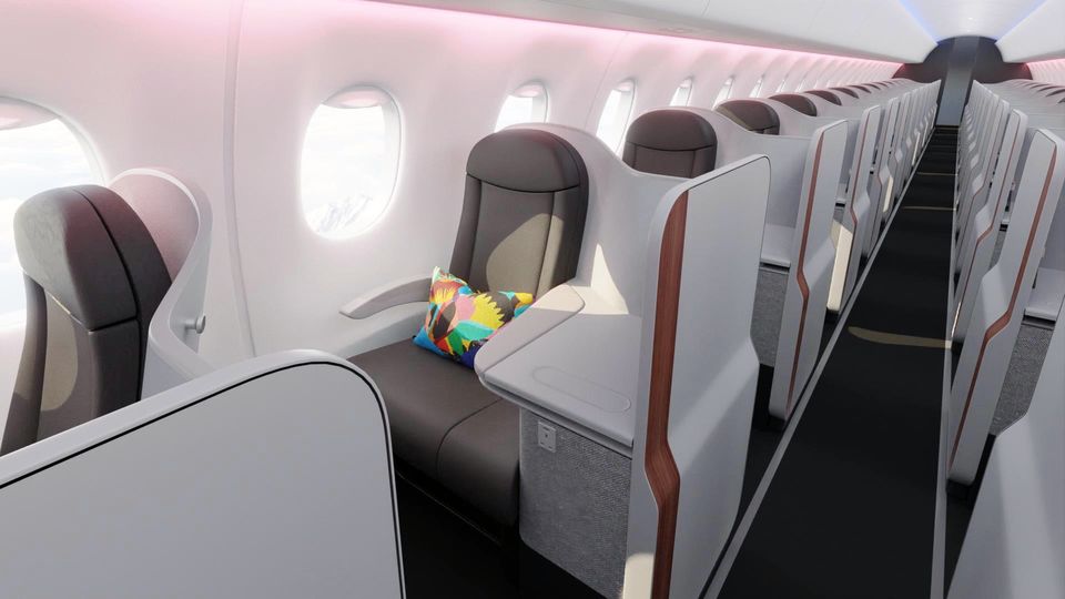 Inside BermudAir's all-business class Embraer 175.