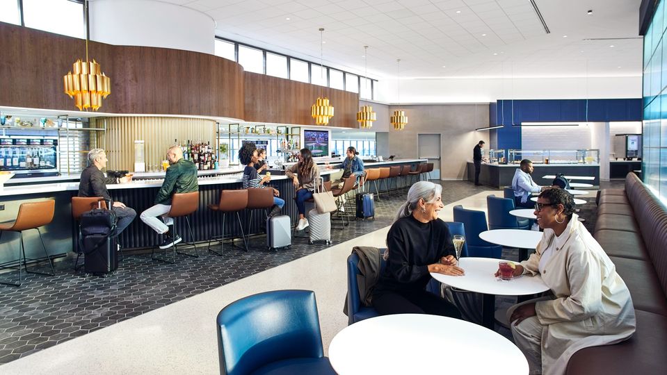 The tended bar is stocked with beers, wine and spirits.