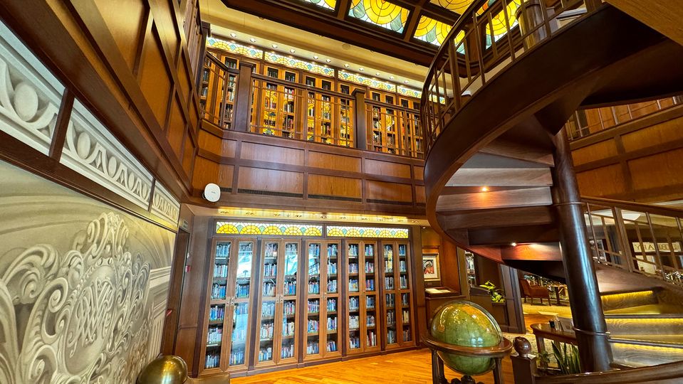 The two-storey library is beautiful from every angle.