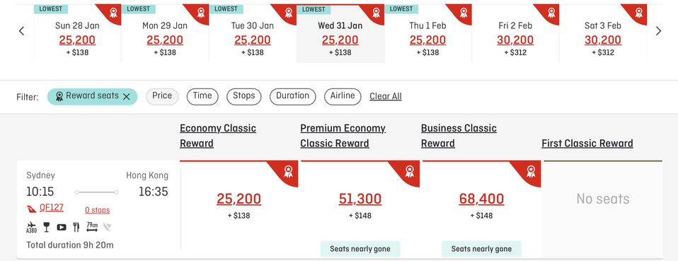 There are plenty of points-based seats going at bargain Classic Flight Reward rates.